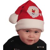 Baby kerstmuts - rood met kerstman - polyester - voor baby/peuter 12-24 maanden
