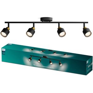 Philips Niall Spot - Plafondspot met vier lichtpunten - Zwart met goud design - GU10 LED fitting