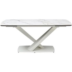 Maison Céphy - MALATA - Eettafel - Wit Marmereffect - Keramiek en Metaal