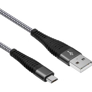 USB laadkabel - Micro USB naar USB A - 2.0  - Nylon mantel - 5 GB/s - Grijs - 1.5 meter - Allteq