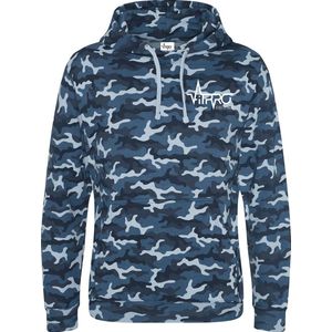 FitProWear Camouflage Hoodie Blauw - Maat S - Unisex - Trui - Hoodie - Sweater - Sporttrui - Trui met capuchon - Camouflage trui - Katoen/Polyester - Trui mannen - Trui vrouwen - Blauwe trui