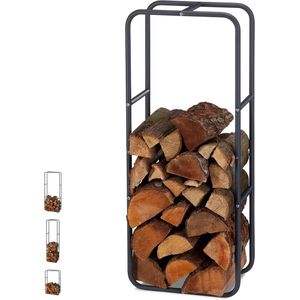 Brandhoutrek stapelhulp voor houtblokken staal binnen & buiten weerbestendig HxB 100 x 40 cm antraciet