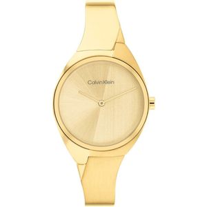 Calvin Klein CK25200235 Charming Dames Horloge - Mineraalglas - Staal - Goudkleurig - 30 mm breed - Quartz - Druksluiting - 3 ATM (spatwater)