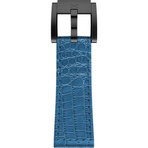 Marc Coblen horlogeband -  22mm - Blauw leer croco -  Zwarte gesp