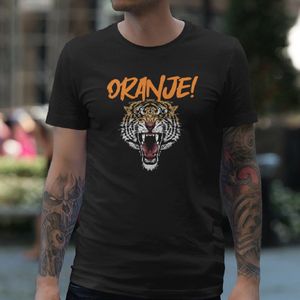 Zwart Koningsdag T-shirt - MAAT 3XL - Heren Pasvorm - Oranje Tiger