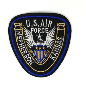 US Airforce Kansas Strijk Embleem Patch 10 cm / 10 cm / Blauw Zwart Wit Geel