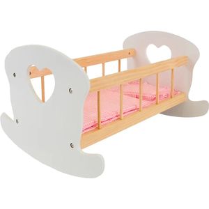 Bandits & Angels Houten Poppenbedje Sweet Dreams Wit Hout met Hart - Poppenbed Hout - Geschikt voor Pop tot 46 cm - Inclusief Dekentje - Poppen Bed - Poppen Meubel