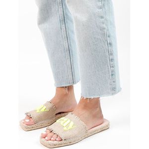 Sacha - Dames - Beige slippers met touwzool - Maat 39