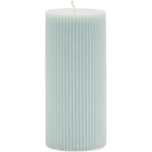 Riviera Maison Kaarsen - Stompkaarsen - Pillar Candle Rib 7x15 - Blauw - 1 Stuks