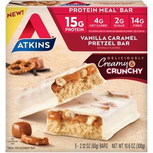 Atkins | Protein Bar | Vanilla Caramel Pretzel Bar | 5 x 60 gram