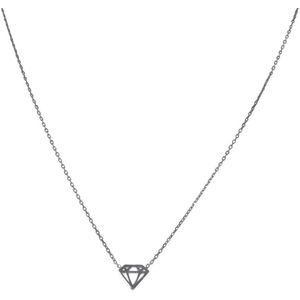Silventi 9NBSAM-190091 Zilveren Ketting - Dames - Bedel - Diamant - 8 x 8 mm - Ankerschakel - 38 + 5 cm - 7 ,, Dik - Rhodium - Zilver