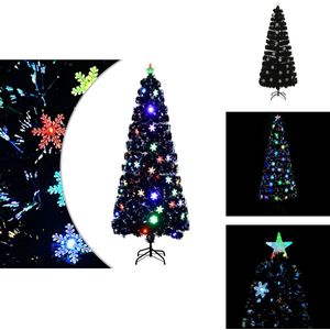 vidaXL Kerstboom - Kerstbomen - Kunstkerstboom - Kunstboom - Kerstboom met LED-sneeuwvlokken 240 cm glasvezel zwart