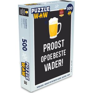 Puzzel Spreuken - Proost op de beste vader - Quotes - Papa - Legpuzzel - Puzzel 500 stukjes - Vaderdag cadeautje - Cadeau voor vader en papa