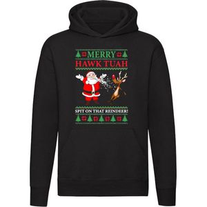 Merry Hawk Tuah Hoodie - foute kersttrui - spit on that thing - erop spugen - kerst - trui - sweater - capuchon