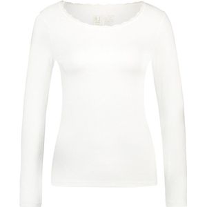 RJ Bodywear Thermo dames shirt lange mouw met kant (1-pack) - wolwit - Maat: XL