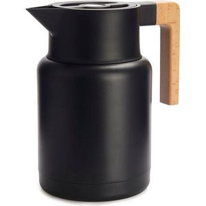 Balvi Thermoskan 1,3 Liter Rvs/hout Zwart/naturel