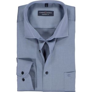 CASA MODA comfort fit overhemd - mouwlengte 7 - twill - blauw - Strijkvriendelijk - Boordmaat: 44