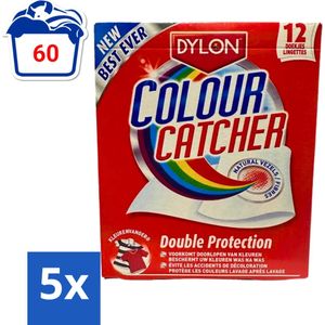 Dylon - Colour Catcher - Voorkomt doorloop van Kleuren - 12 Doekjes - Bulkverpakking - 5 stuks