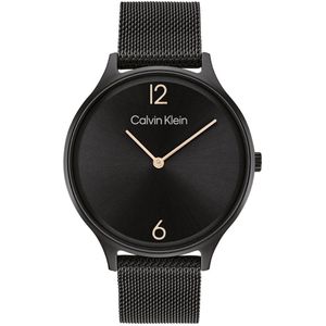 Calvin Klein CK25200004 Dames Horloge - Mineraalglas - Roestvrijstaal - Zwart - 38 mm breed - Quartz - Druksluiting - 3 ATM (spatwater)
