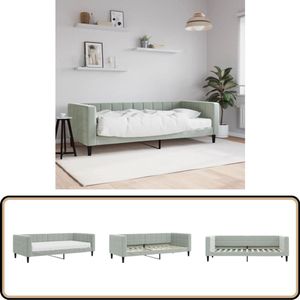 vidaXL Slaapbank 90x200 cm Fluweel Lichtgrijs Slaapbank - Sofa Bed - Tweepersoons Bank - Lounge Meubilair - Multifunctionele Bank