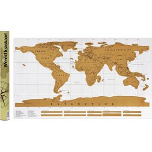 Aretica Wereld kraskaart / Scratch map / Wereldkaart / Wereldkaart wanddecoratie / Wanddecoratie / Poster / Kraskaart - 88 x 52 cm (bxh) - Wit