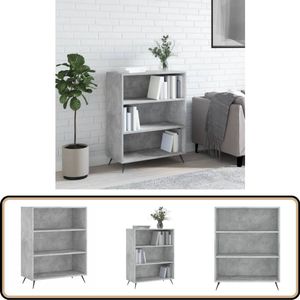 vidaXL Boekenkast - Betongrijs - 69,5x32,5x90 cm Boekenkast - Houten Boekenkast - Betonnen Boekenkast - Grijze Boekenkast - Modern Boekenkast