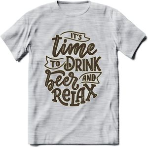 Its Time To Drink Beer And Relax T-Shirt | Bier Kleding | Feest | Drank | Grappig Verjaardag Cadeau | - Licht Grijs - Gemaleerd - 3XL