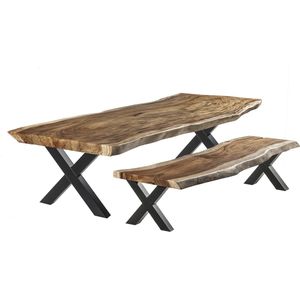 Tuinset Suar | Tuintafel 280 x 90 + Tuinbankje - Stalen X Poten + Tijdelijk Gratis Onderhoudspakket - inclusief montage