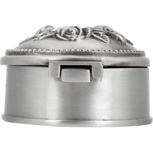 Sieraden Doos Vintage Bloem Gesneden Ronde Ontwerp Antieke Vrouwen Trinket Zink-legering Sieraden Case Voor Ring Opslag - Retro Stijl - Opslag voor Ringen .