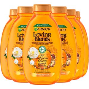 Garnier Loving Blends Argan & Cameliaolie Voedende, Glansgevende Shampoo Voordeelverpakking - Droog en Dof Haar - 6 x 300ml