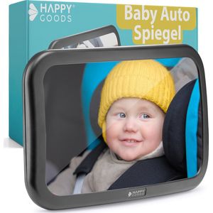 Happy Goods Autospiegel Baby XL - Achteruitkijkspiegel - 35x19 cm - 360° Verstelbaar - Baby Spiegel Auto - Veiligheidsspiegel - Achterbank Spiegel Baby