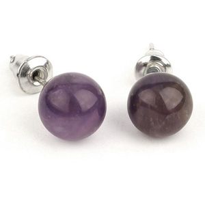 Stones & Bones® Oorknopjes Amethist 6mm