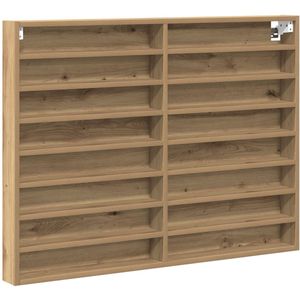 vidaXL - Vitrine - Kast - Ambachtelijk - Eiken - 100x8,5x75 - cm - Gefabriceerd - Hout
