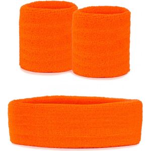 KIMU Kinder Zweetbandjes Set Oranje - Kind Hoofdband Polsbandjes Turnen Festival