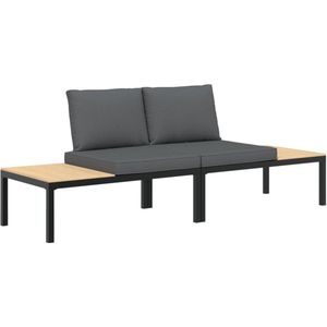 vidaXL - 2-delige - Loungeset - met - kussens - aluminium - zwart