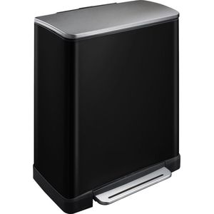 EKO - E-Cube pedaalemmer 50 ltr, EKO - Stainless steel Plastic - zwart glanzend, mat RVS