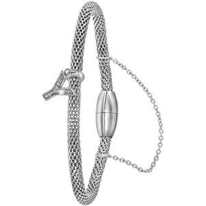 Lucardi Dames Armband mesh letter Y met kristal - Staal - Armband - Cadeau - 19 cm - Zilverkleurig