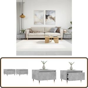 vidaXL Salontafels - Set van 2 - Betongrijs - 50x46x35 cm Salontafel - Bijzettafels - Houten Tafels - Grijze Meubelen - Designmeubilair