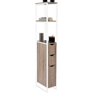 WC-kast met 3 deuren, industrieel design, met planken van metaal, wit