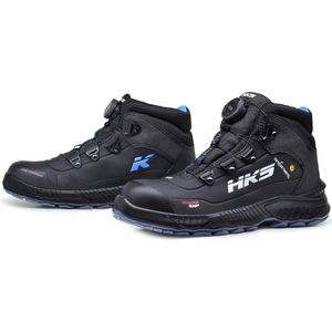 HKS Barefoot Feeling BFS 80 BOA S3 werkschoenen - veiligheidsschoenen - safety shoes - hoog - heren - dames - composiet - antislip - ESD - lichtgewicht - Vegan - zwart/grijs/blauw maat 40