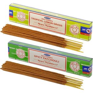 Wierook cadeaus set - 2x geurstokjes - Citroengras en Patchouli geur - Meditatie