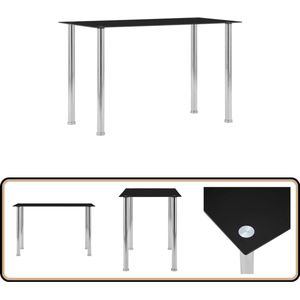 vidaXL Eettafel - 120x60x75 cm - Gehard glas - Zwart Eetkamertafel - Zwarte Eettafel - Modern Design - Glazen Tafelblad - Roestvrijstaal