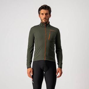 Castelli Fietsjack tussenseizoen Heren Groen Rood - GO JACKET MILITARY GREEN FIERY RED - L