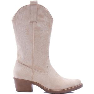 SmileFavorites® Dames Cowboylaarzen met Hak - Beige - Suedine - Maat 41