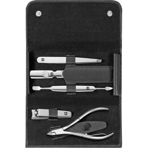 Manicure Set 5 Pieces with Cowhide Leather Case Professional Care for Hands and Feet Black by ZWILLING