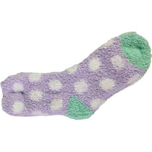 Super Soft huissokken STIP - Warme fluffy sokken - Paars / Wit - Maat 41 -42 - 2 paar
