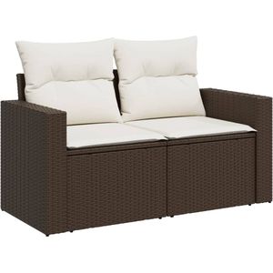 vidaXL Tuinbank 2-zits - Bruin - Inclusief Kussens Tuinbank - Lounge Bank - 2 Persoons Bank - Bruine Tuinbank - Pe Rattan - Outdoor Furniture