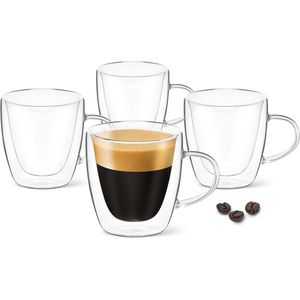 Espressokopjes met handvat set (90ml - set van 4) dubbelwandige espressoglazen - glazen van borosilicaatglas - espressoglas espressokopje met handvat van thermisch glas