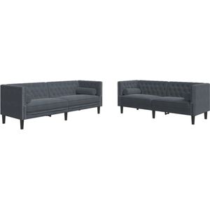 vidaXL - 2-delige - Loungeset - Chesterfield - en - bolsters - fluweel - donkergrijs