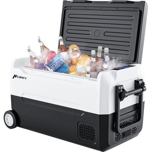 Hcalory Compressor Koelbox - 35 L - Mini Koelkast - AC/DC - 12V-24V/230V - Voor auto en huis - Outdoor camping benodigdheden - Zwart/Wit